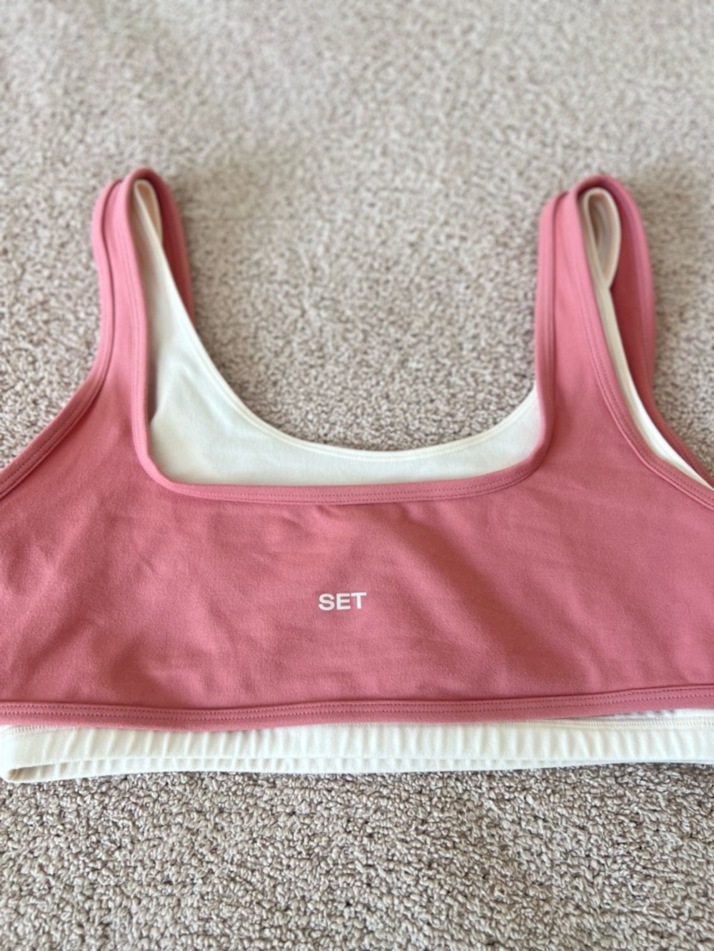 SET Active Pink Reversible Scoop Sports Bra with Ivory Lining - Picture 2 of 3